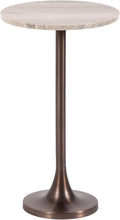 Kate and Laurel Baronet Glam Marble Round Side Table, 14 x 14 x 24, Morchana Marble and Bronze, Marble Top Circle End Table for Use as a Bedroom Nightstand or Living Room Plant Stand Option