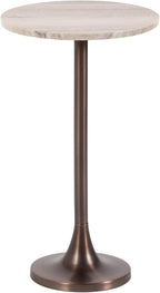 Kate and Laurel Baronet Glam Marble Round Side Table, 14 x 14 x 24, Morchana Marble and Bronze, Marble Top Circle End Table for Use as a Bedroom Nightstand or Living Room Plant Stand Option