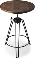 Beaumont Lane Contemporary Metal and Wood Accent Table, 22" Diameter x 25" H, Recycled Rustic Wood Top, Black Iron Base, Industrial Chic Finish, Modern Design for Living Room Indoor Use