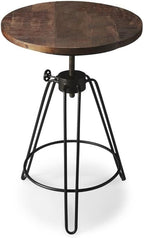 Beaumont Lane Contemporary Metal and Wood Accent Table, 22" Diameter x 25" H, Recycled Rustic Wood Top, Black Iron Base, Industrial Chic Finish, Modern Design for Living Room Indoor Use