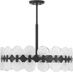 Savoy House 1-3720-6-89 Boca Modern Vintage Strie Piastra Drum Chandelier, 6-Light 360 Total Watts, 18" H x 28" W, Matte Black