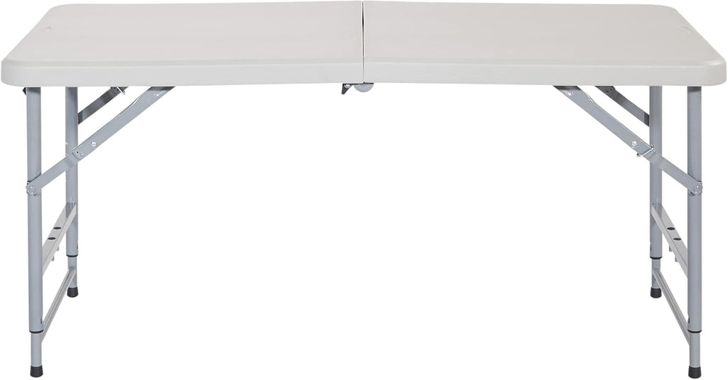 Office Star Resin Multipurpose Rectangle Table, 4-Feet Long, Height Adjustable, Center Folding Table, Light Gray