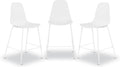 Poly & BARK Isla Bar Stools Set of 3 – Counter Height Bar Stool for Kitchen – Set of Counter Stools – Indoor/Outdoor Barstools – Modern Kitchen Bar Stools - White