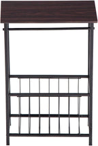 Stylish Bathroom Side Table with Tissue Holder and Magazine Rack – Modern Metal Frame with Faux Wood Top for Small Spaces