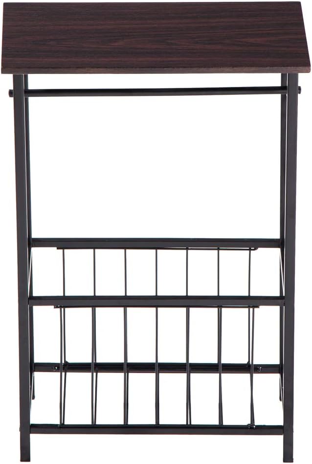Stylish Bathroom Side Table with Tissue Holder and Magazine Rack – Modern Metal Frame with Faux Wood Top for Small Spaces