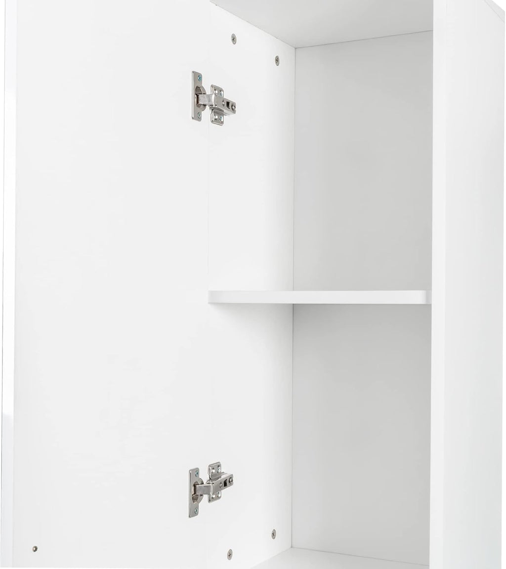 75 Inch Kitchen Pantry Cabinet with 2 Doors and Fixed Shelves, White | White particle board and MDF, kitchen dining room or study, 2 doors, 3 fixed shelves, melamine finish, 13.8 in W, 74.8 in H