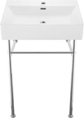 Swiss Madison Well Made Forever SM-CS711, Claire 24" Ceramic Console Sink In Glossy White Basin