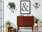 Modern Geometric Wall Mounted Floating Shelf, Black Metal Frame with Wood Board, Decorative Plant Shelf for Living Room Bedroom Bathroom, Small Display Shelf for Succulents Plants
