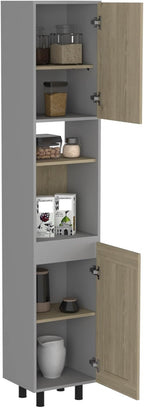 Kitchen Pantry, Double Door, Six Shelves -Light Pine,for Kitchen