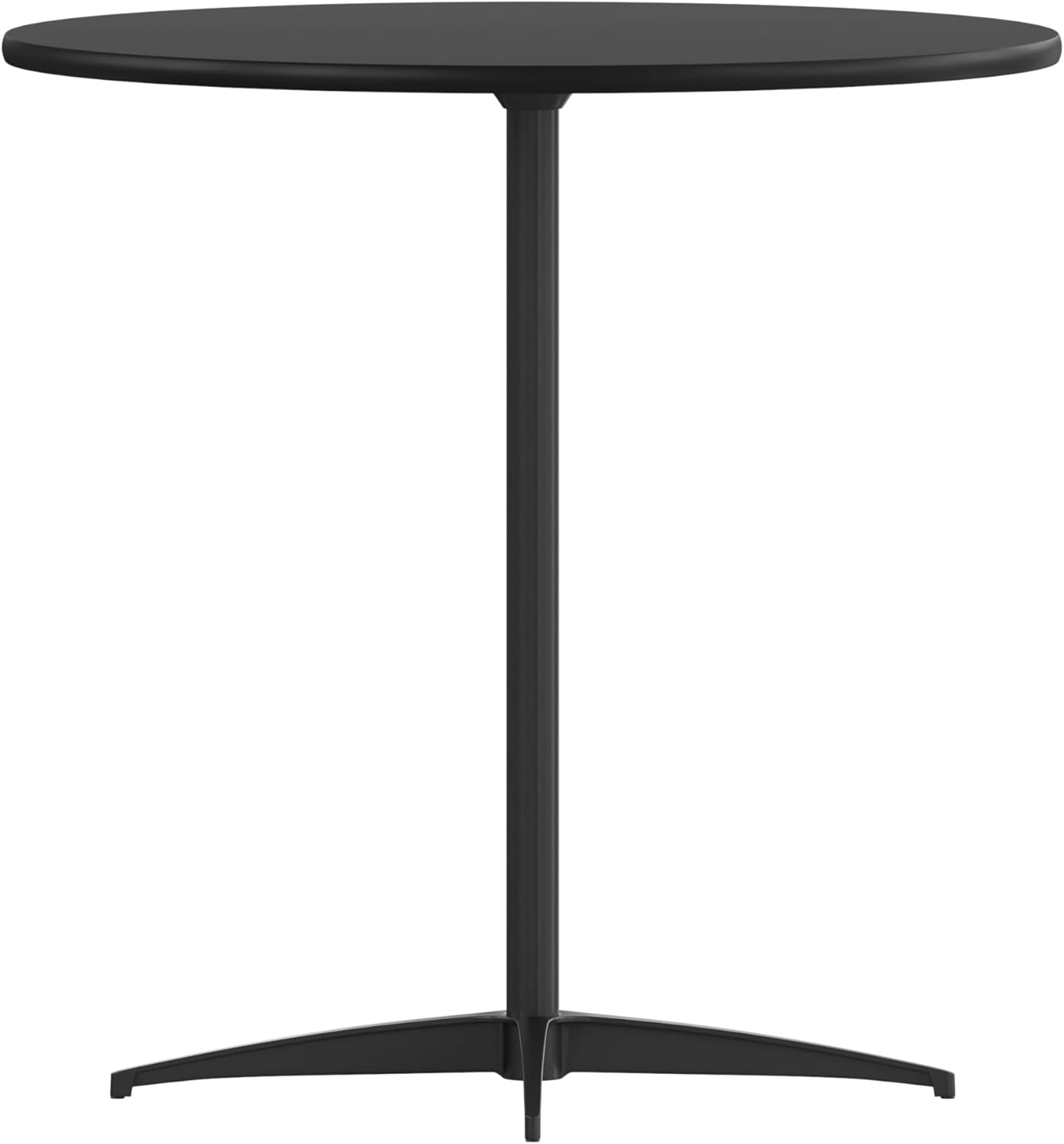 Flash Furniture Lars Black 30'' Round Wood Cocktail Table with 30'' and 42'' Columns