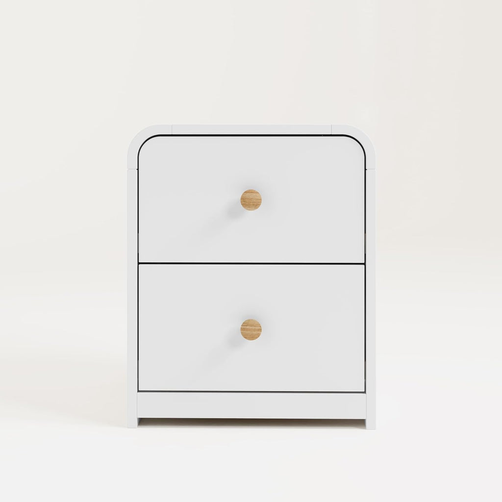 Storkcraft Next Santos 2-Drawer Nightstand, White with Natural | GREENGUARD Gold Certified, Pre-Installed Drawer Tracks for Easier Assembly, Nightstand Organizer for Kids Bedroom