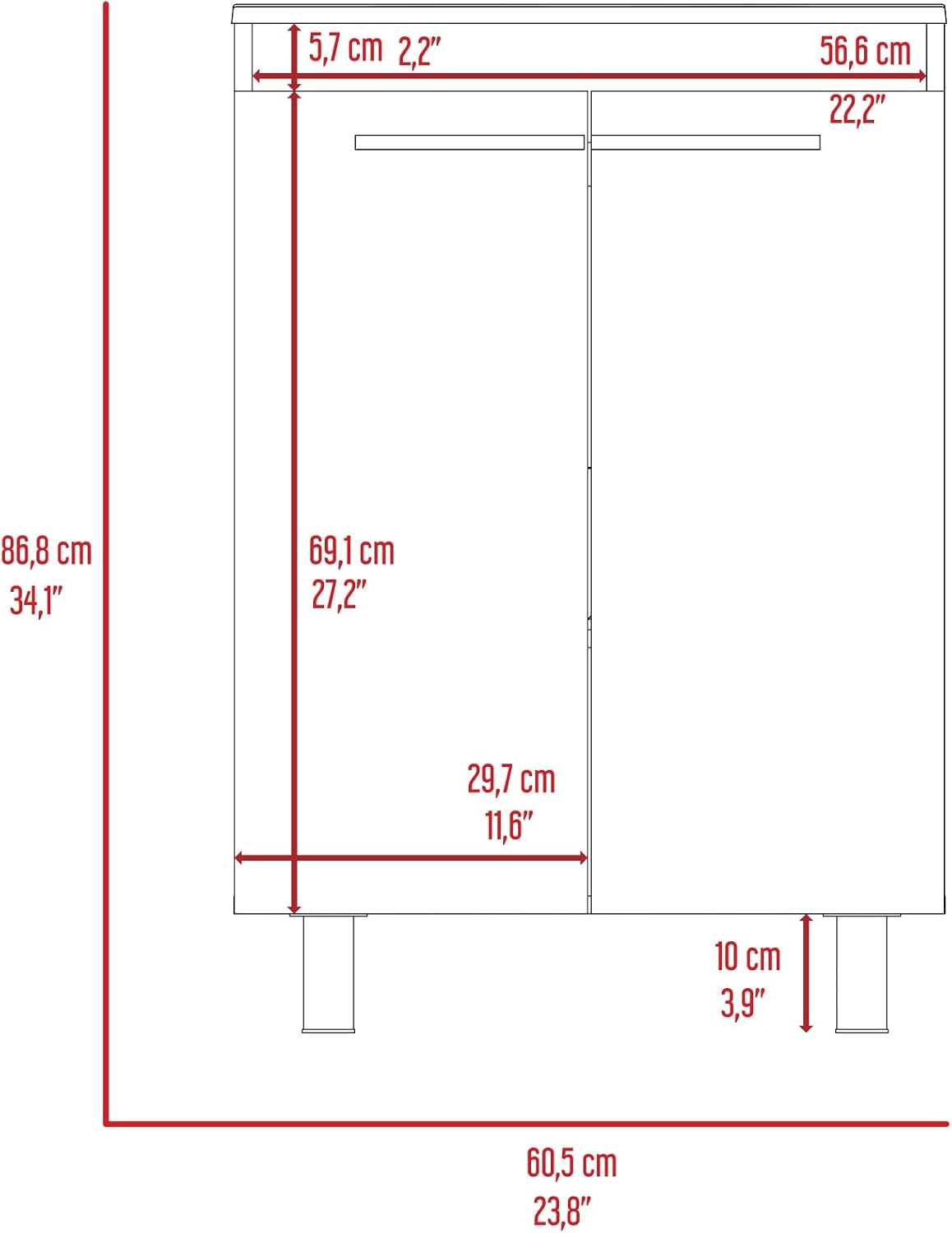 Floor Cabinet W/Storage Drawers, Storage Locker with Two Shelves, for Bathroom Kitchen,for Kitchen Home