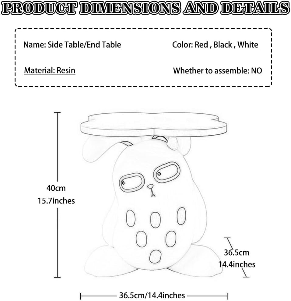 Fashionable Style Funny Rabbit Shape End Table, Living Room Creative Side Table, Floor-Standing Ornaments, Home Decoration(White)