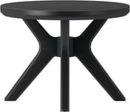 Plank+Beam Cross Leg Verso End Table, 24 Inch Wood End Tables for Living Room, Round Center Table, Cocktail Table for Small Spaces, Black