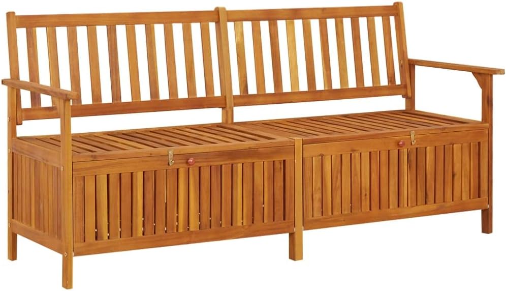 Solid Wood Outdoor Storage Bench, Wooden Deck Box with Seating & Armrest, Patio Organizer with Seat for Garden Porch Deck Backyard Poolside,-910