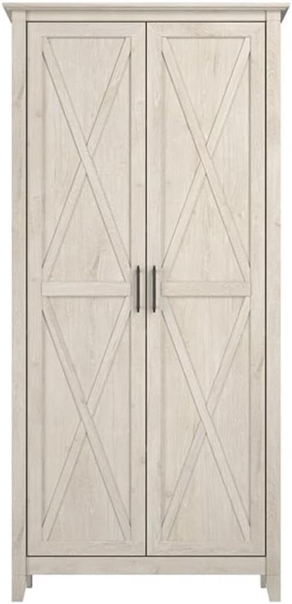 MAKLAINE Tall Engineered Wood Kitchen Pantry Cabinet with Doors, Linen White Oak Finish, Adjustable Shelves, Freestanding Storage Cupboard, Farmhouse Style for Kitchen or Dining Room
