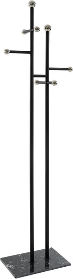JIAYUEJU Coat Rack Freestanding with Marble Base, Heavy Duty Metal Clothes Rack, Corner Coat Tree Hat Rack for Entryway Bedroom Living Room Hotel 14.96 x 10.24 x 68.9 Inches (Black)