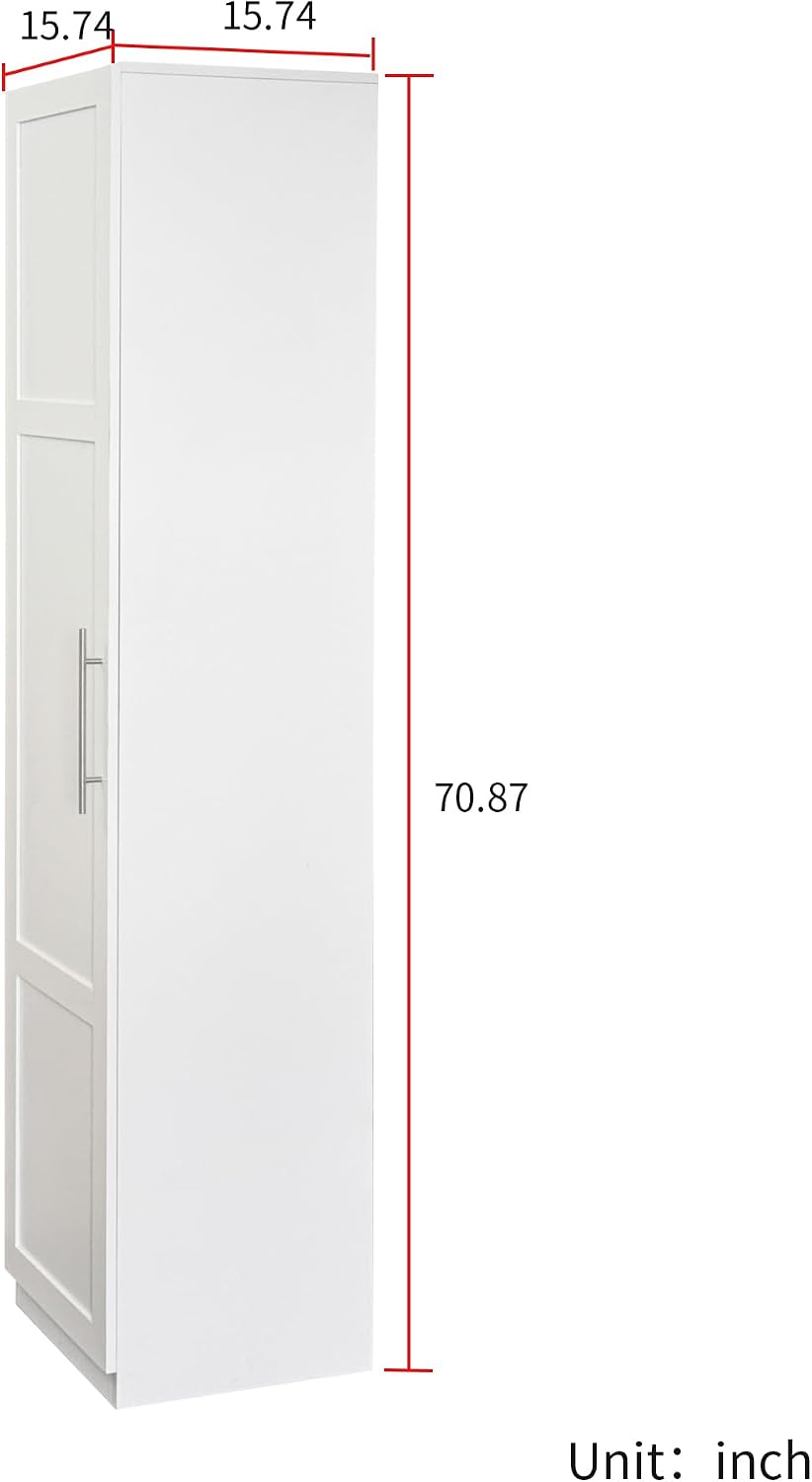 70.87" Narrow Kitchen Pantry Cabinet, Freestanding Buffet Cupboard with 6 Door Shelves & Adjustable Shelves, 6-Tier Slim Storage Organizer for Kitchen, Living Room, Dining Room, White