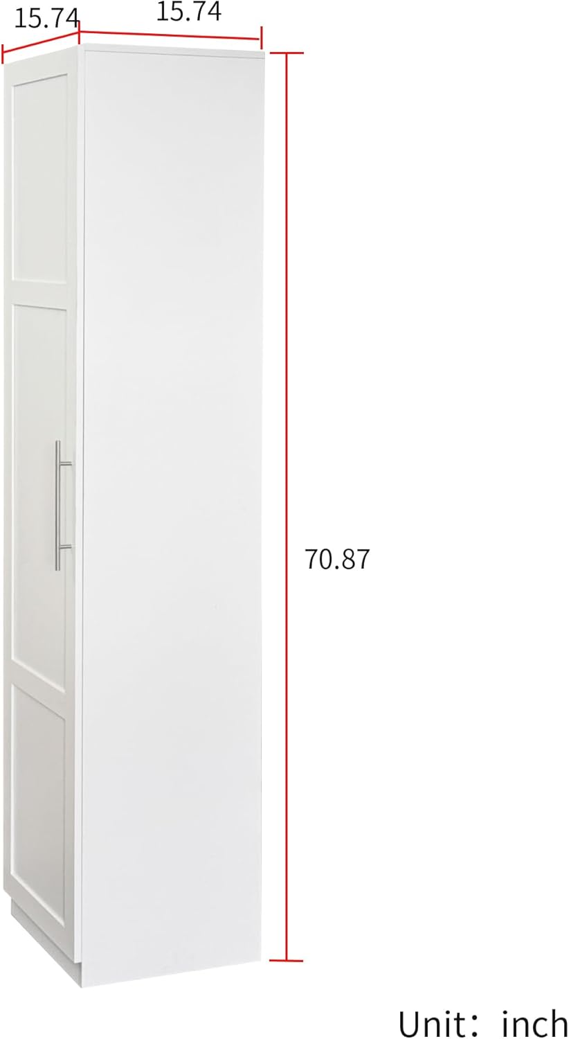 Kitchen Pantry Cabinet Freestanding Storage Cupboard with Doors and Adjustable Shelves, Tall Pantry Organizer for Kitchen Living Room Dining Room, 15.75" W × 15.75" D × 70.87" H