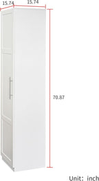 Kitchen Pantry Cabinet Freestanding Storage Cupboard with Doors and Adjustable Shelves, Tall Pantry Organizer for Kitchen Living Room Dining Room, 15.75" W × 15.75" D × 70.87" H