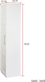 70" Tall Kitchen Pantry Wooden Storage Cabinet with 5 Adjustable Shelves & 6 Behind Door Rack Freestanding Vertical Cupboard for Kitchen Dining Room Living Room & Bathroom