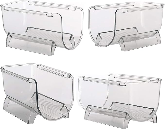 4 Pack Plastic Stackable Water Bottle and Wine Rack Storage Organizer for Kitchen Countertops, Pantry, Fridge, Clear