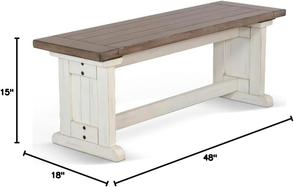Pemberly Row Modern/Contemporary Farmhouse Wood Dining Bench, Solid Wood, Sturdy and Durable, Kitchen or Dining Seating, Farmhouse Style, Stylish Design