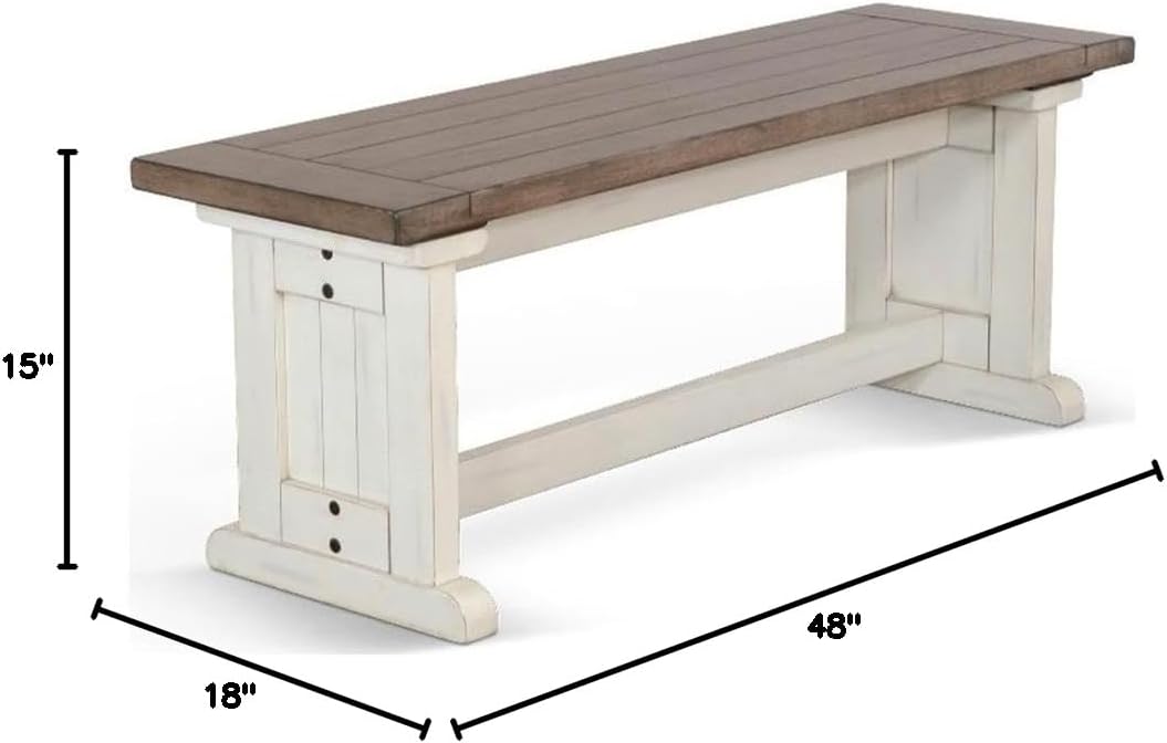 Pemberly Row Modern/Contemporary Farmhouse Wood Dining Bench, Solid Wood, Sturdy and Durable, Kitchen or Dining Seating, Farmhouse Style, Stylish Design