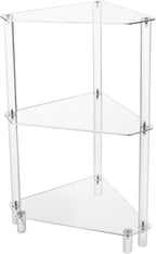 DYNAMI Clear Acrylic Side Table,3 Tier Triangle End Table Small Corner Accent Table for Small Spaces,Modern Corner Shelf for Living Room Bathroom Bedroom,Load Capacity 22lbs (White)