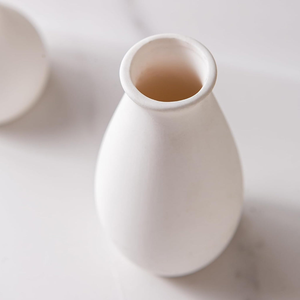 Ceramic Bud Vase Set of 12, White Small Vases | Mini single stem vases for flowers, wedding centerpieces, dining table, shelf display, modern decor accents