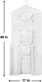 Wrapping Paper Storage Hanging Over the Door Gift Wrap Organizer Double Sided Front and Back Pockets Store Gift Wrap Gift Bags Ribbon Bows Accessories 40”x17” Fits Long 40 Inch Rolls (White)