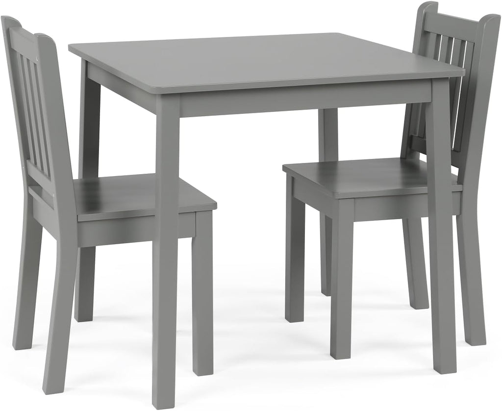 Humble Crew Kids Table and Chair Set, Toddler Activity Table with 2 Chairs for Play, Crafts, Snacks & Learning, Wooden Kids Furniture for Playroom & Bedroom, Grey