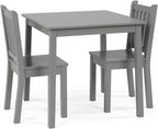 Humble Crew Kids Table and Chair Set, Toddler Activity Table with 2 Chairs for Play, Crafts, Snacks & Learning, Wooden Kids Furniture for Playroom & Bedroom, Grey