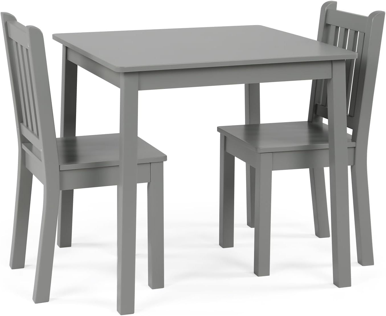 Humble Crew Kids Table and Chair Set, Toddler Activity Table with 2 Chairs for Play, Crafts, Snacks & Learning, Wooden Kids Furniture for Playroom & Bedroom, Grey