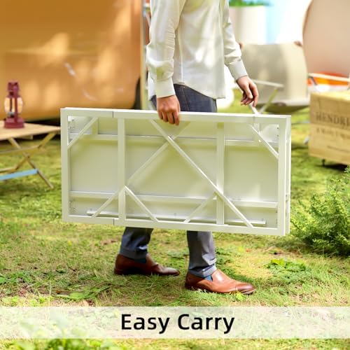 Elephance Folding Desk Writing Computer Desk for Home Office No-Assembly | Study Office Desk,Foldable Table for Small Spaces,39.4 Inch,White