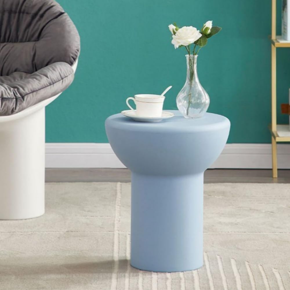 PE Creative Sofa Side Table, Modern Round End Table for Indoor or Outdoor, Multifunctional Minimalist Small Tables for Living Room and Bedroom(White)