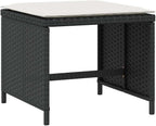 4-Piece Garden Stool Set Black with Cream Cushion