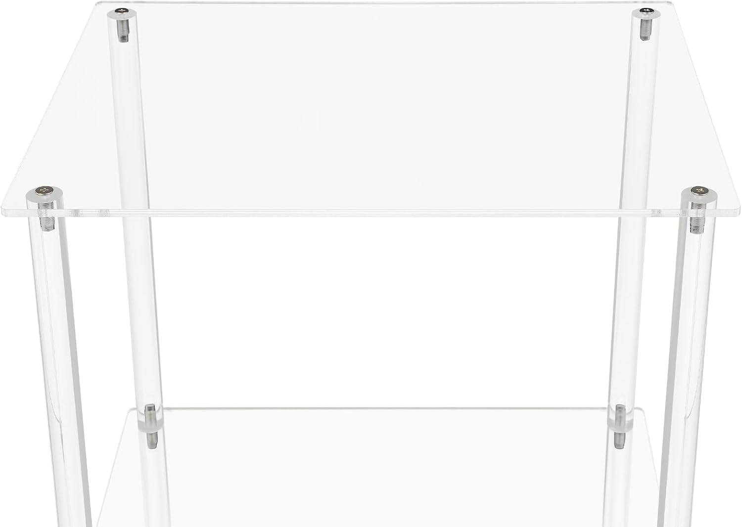 3-Tier Acrylic Record Player Stand, Clear Vinyl Record Storage Table with 11 lbs per Shelf, Modern End Table/Side Table for Living Room, Bedroom, Bathroom, Easy Assembly, Polished Finish