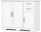 Kitchen Buffet Cabinet, Modern Sideboard with Drawers & Adjustable Shelves, Wooden Credenzas for Living Room, 40" Console Cabinet for Dining Room, Coffee Bar, Entryway (White)