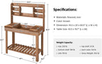 Topeakmart Potting Bench Germination Table - Wood Garden Work Bench Flatform w/Display Rack/Practical Storage Prganizer for Backyard, Patio and Balcony, Brown