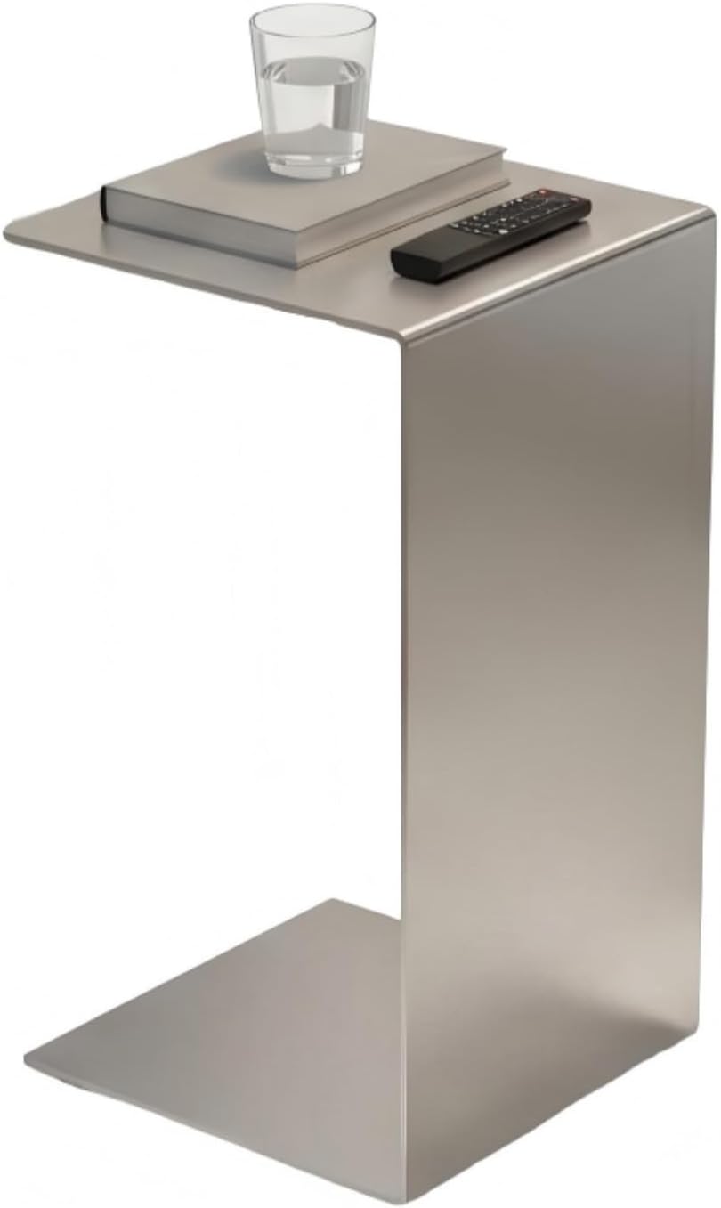 Modern Side Table Silver Coffee Table, Metal C-Shaped End Table with Smooth Surface, Multi-Color Available for Living Room, Bedroom, Balcony and Entryway (Silvery,13.8×13.8×25.6in/35×35×65cm)