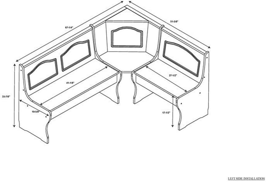 Riverbay Furniture Kitchen Dining Wood Corner Unit, Walnut Brown Finish, Pine and MDF, Under Bench Storage, 67" x 48" x 33.5", Versatile Space-Saving Bench for Organized and Functional Kitchen Seating
