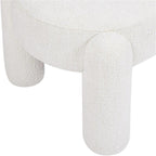 Pemberly Row 49" Oval Fully Upholstered Bench, Milk Cream White Boucle, Eucalyptus Wood Frame, Contemporary Rounded Dowel Legs, Textured Seat for Living Room, Bedroom, or Kids Room