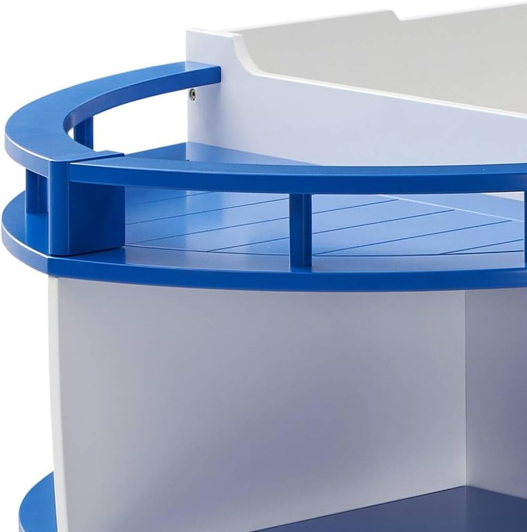 Sky Blue and White Twin,Twin Boat Shaped Bunk Bed