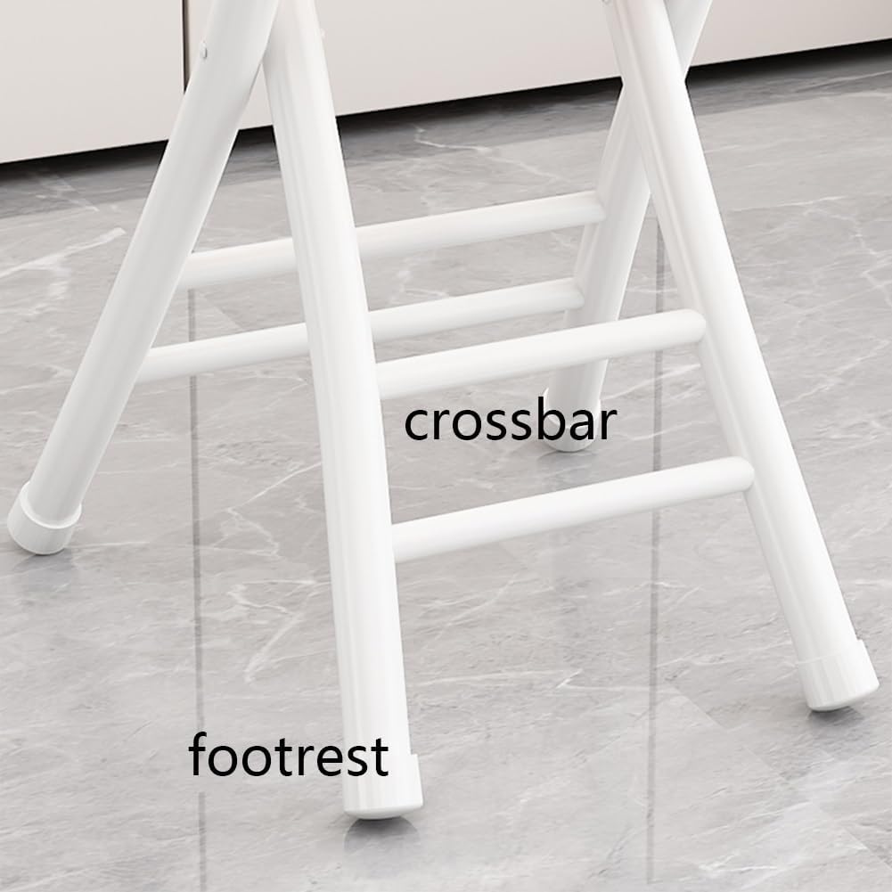 Folding Stool with Backrest, Cushioned Padded Leather Round Portable Foldable Bar Stool Chair for Kitchen(Light Brown)