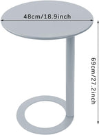 C-Shaped Round Side Table, Couch Side Tables with O-Shaped Base, Metal End Table for Couch Sofa Bed, Small Accent Side Table for Living Room Bedroom Office (Grey)