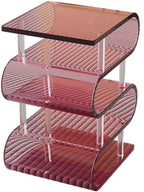 S Shaped Acrylic Side Table, End Table for Living Room, Small Modern Bedside Tables for Bedroom, Acrylic Stool for Entryways, Home Decor Accent Table(Pink)