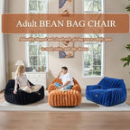 Giant Plush Bean Bag Chair for Adults with Armrests,Oversized Comfy Beanbag Lounge Lazy Floor Sofa Chair for Game Room,Living Room,Bedroom,Ultra Soft Mini Couch-Burnt Orange