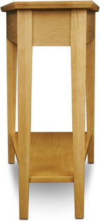 HomeStock Recliner Side Table Wedge with Shelf - Solid Wood Accent Table Desert Sand