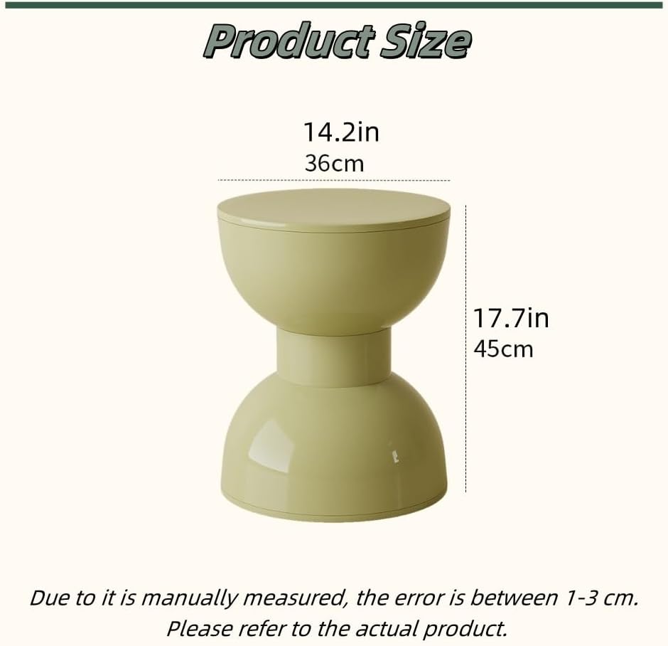 Nightstand Bedside Table Side End Table Playful Hourglass Sleek and Practical Plastic Stool Multifunctional Bedroom Suitable for Entryway Bedroom Living Room Green